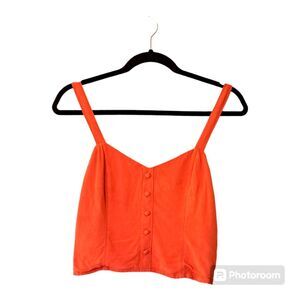 Abercrombie & Fitch Orange Salmon Red Ruch Back Strappy Cami Top Size XS